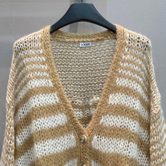 Loewe Anagram Wool-blend White/Camel Cardigan - Picture 8 of 13